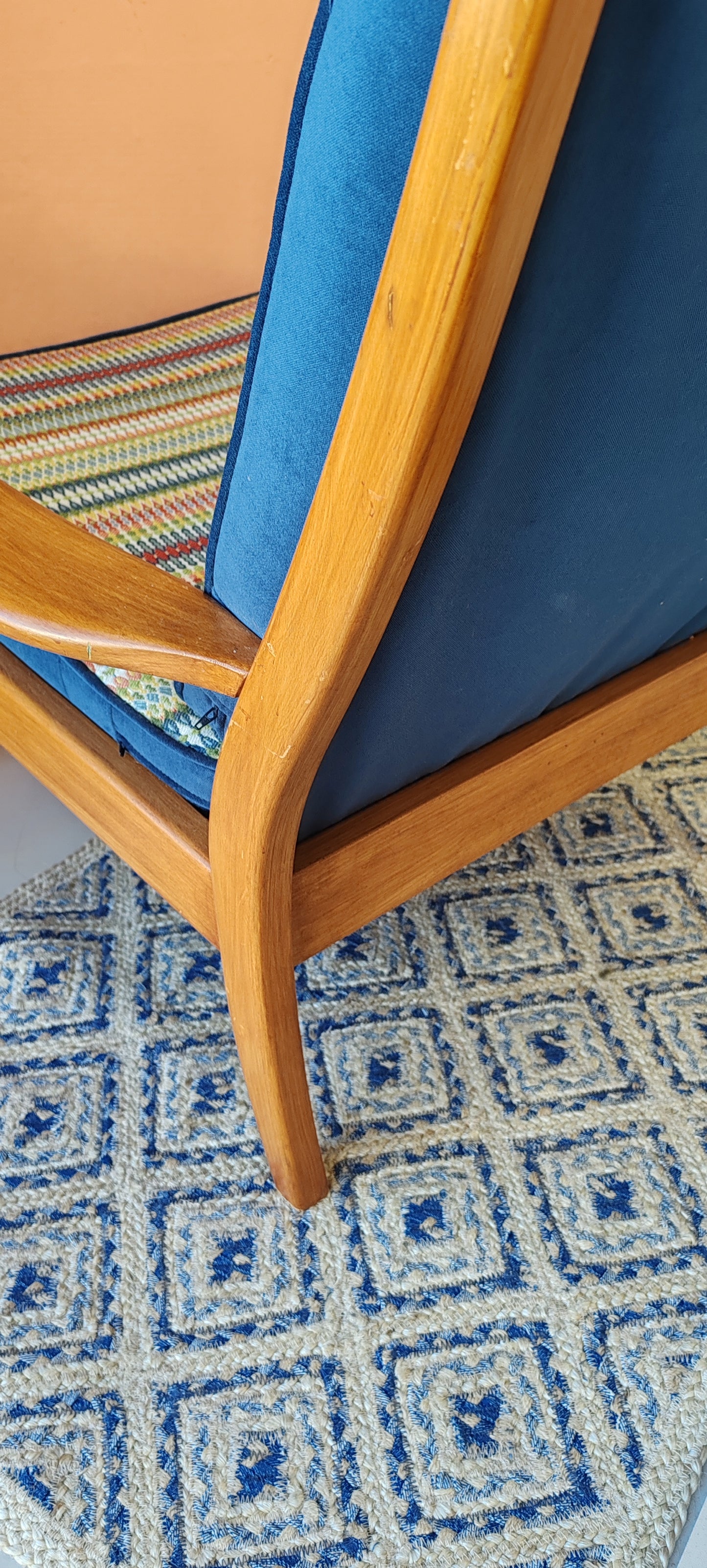 Bespoke Re-upholstered Cintique Lounge Chair – Ian Sanderson Fabric | Bates Upholstery