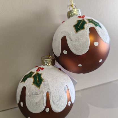 Glass Christmas Pudding Bauble