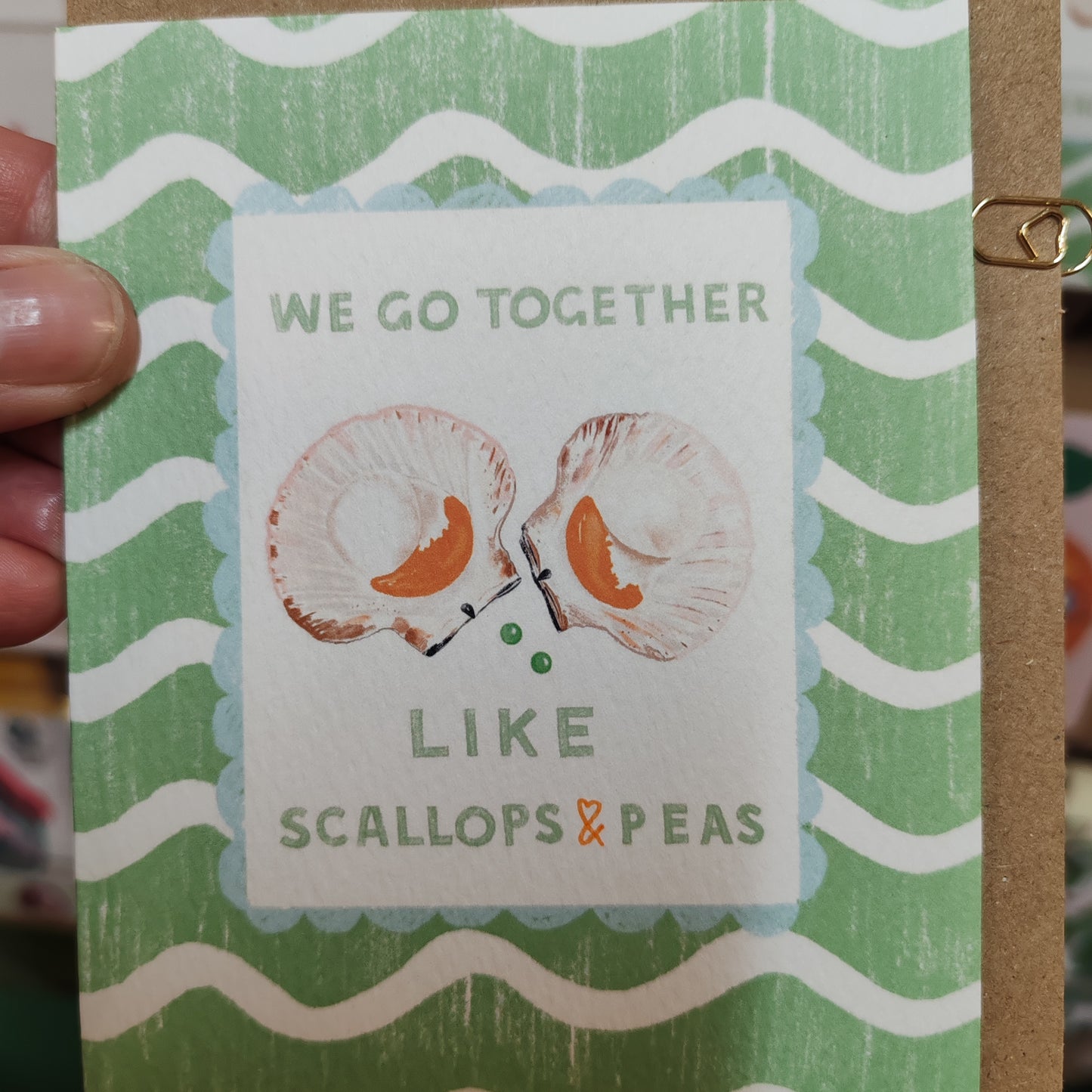 Scallop and peas greeting card