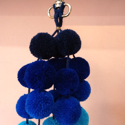 Pom Pom bag charm blue large