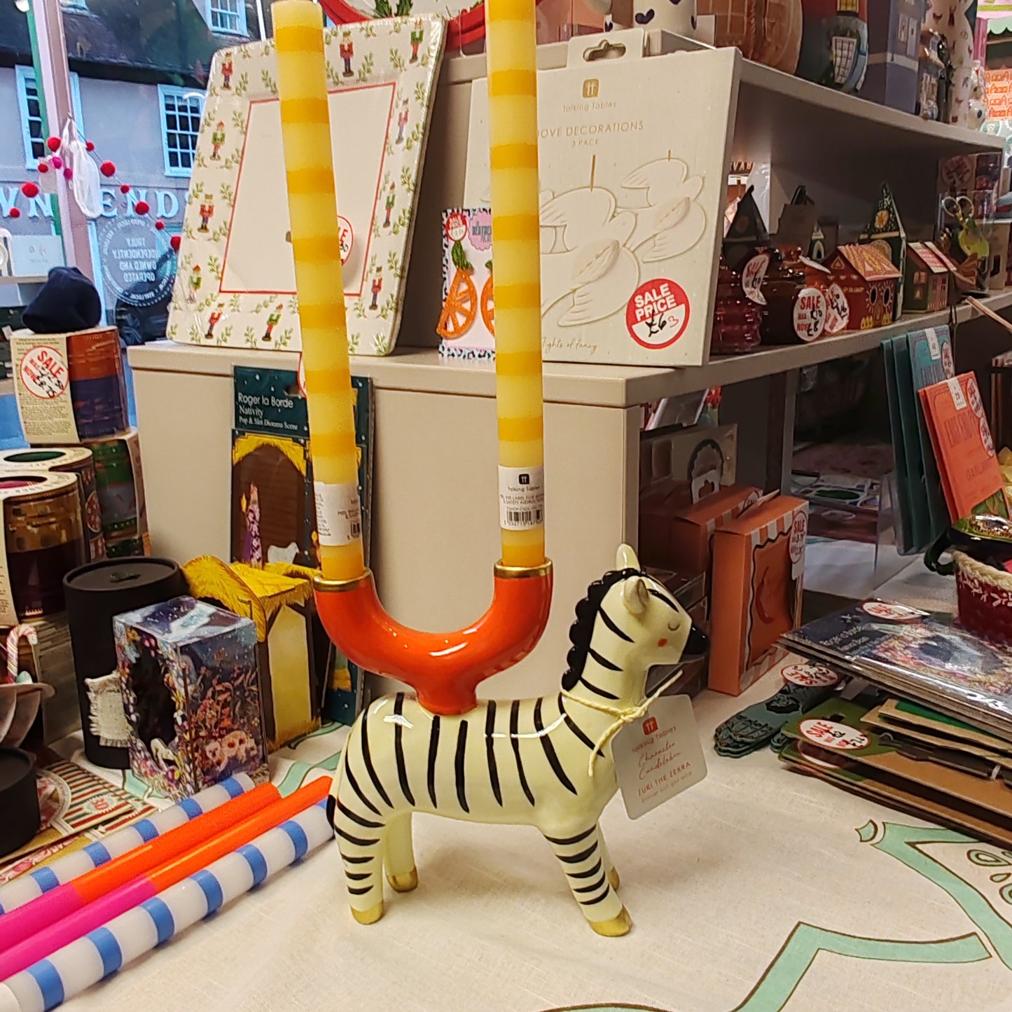 Ceramic Zebra candleholder.