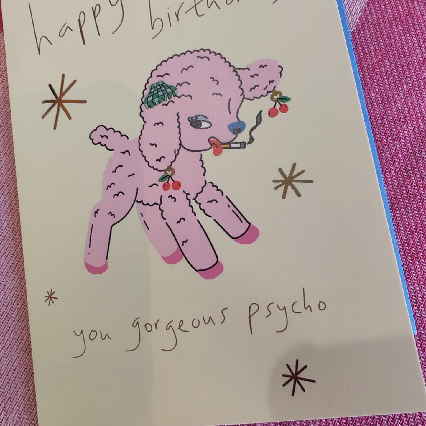 Birthday little lamb psycho greeting card