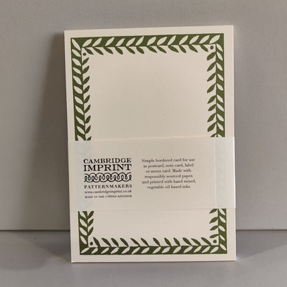 Pack 10 plain bordered Postcard. Colour Sage Green
