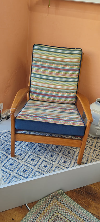 Bespoke Re-upholstered Cintique Lounge Chair – Ian Sanderson Fabric | Bates Upholstery