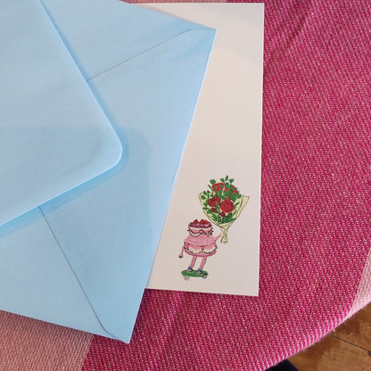Skateboarding cake happy birthday greeting card