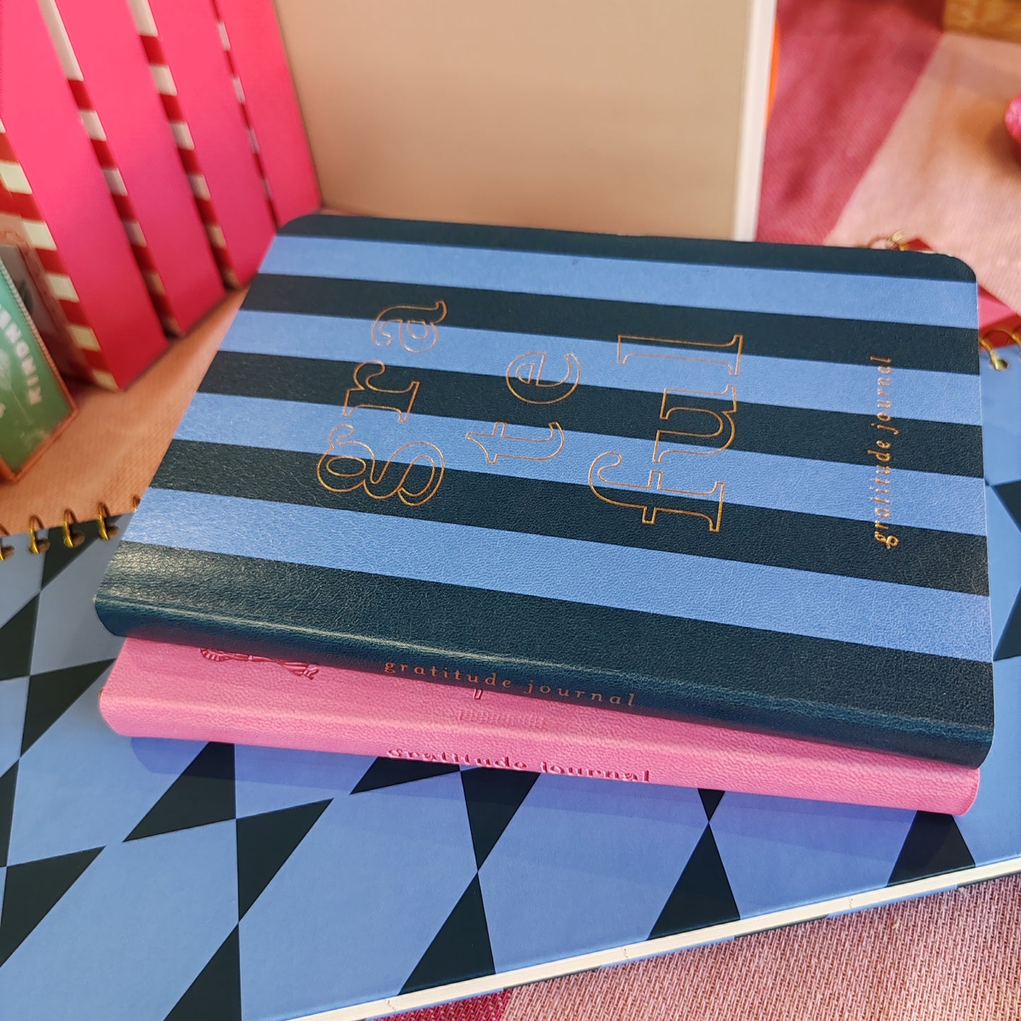 Blue stripe gratitude journal.