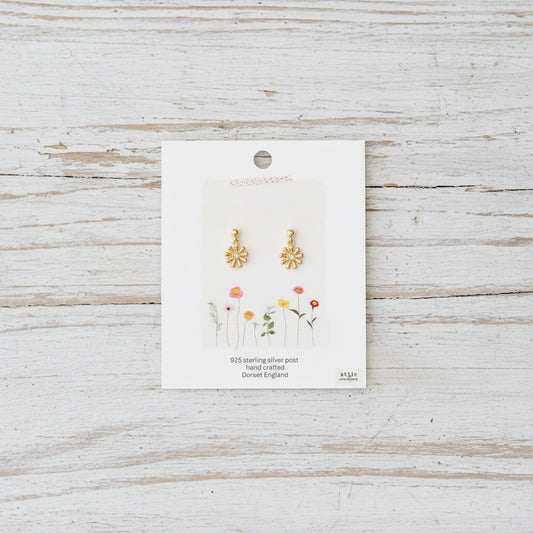 Daisy hanging earrings - gold