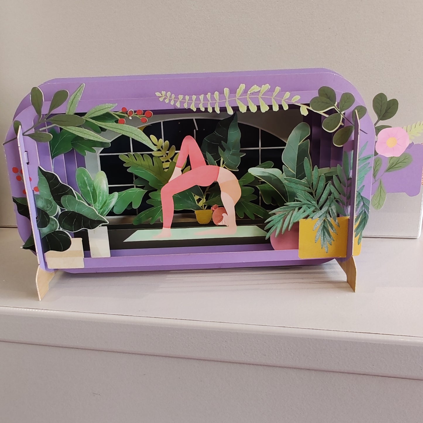 Message in a Bottle 3d Pop up greeting card. Yoga theme
