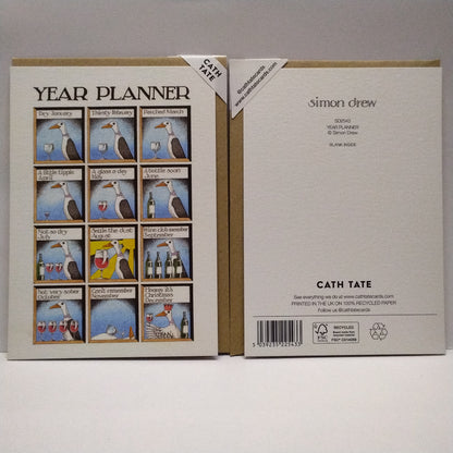 Year Planner Wine Seagull - Greeting Card
