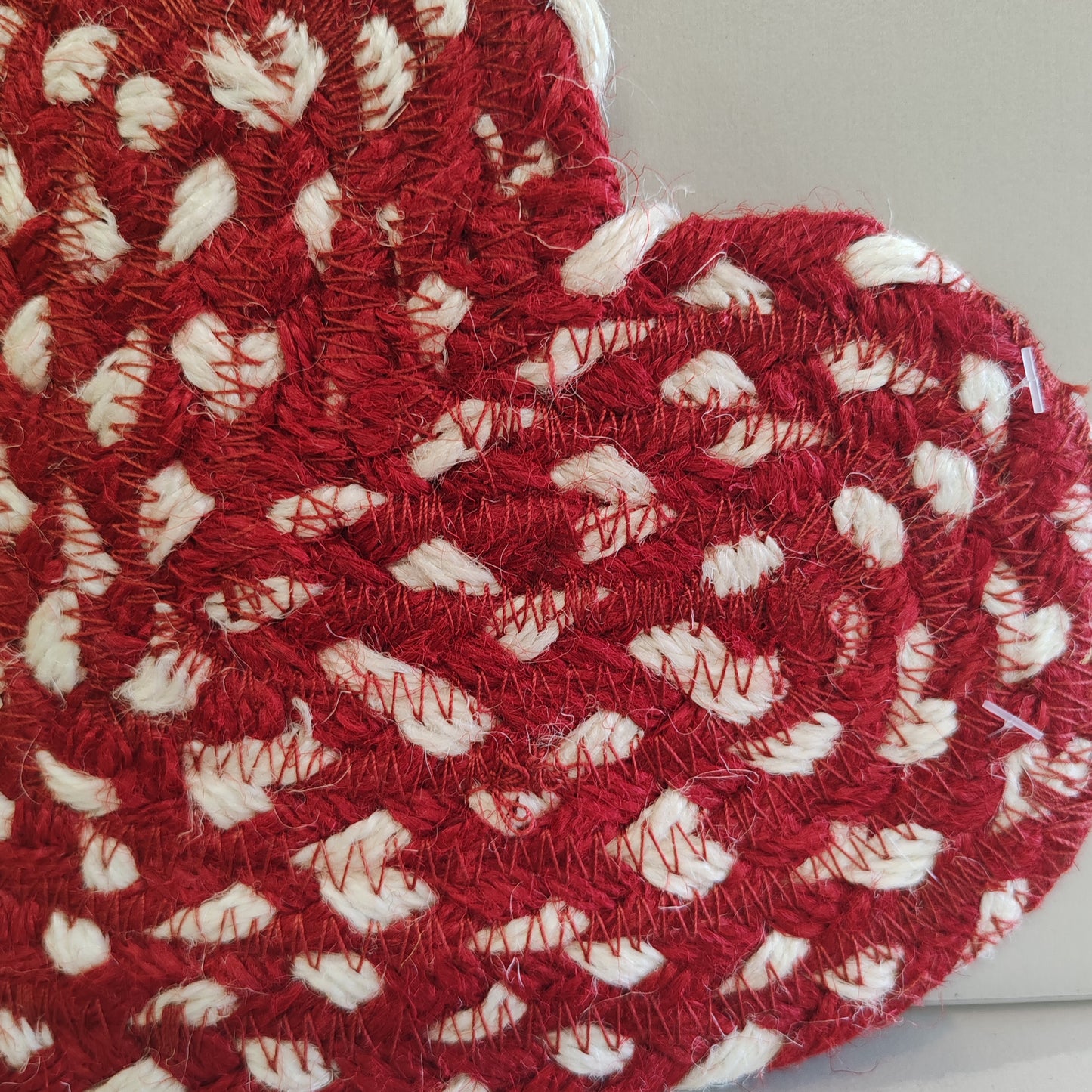 Red and white heart Jute coaster