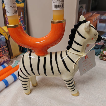 Ceramic Zebra candleholder.