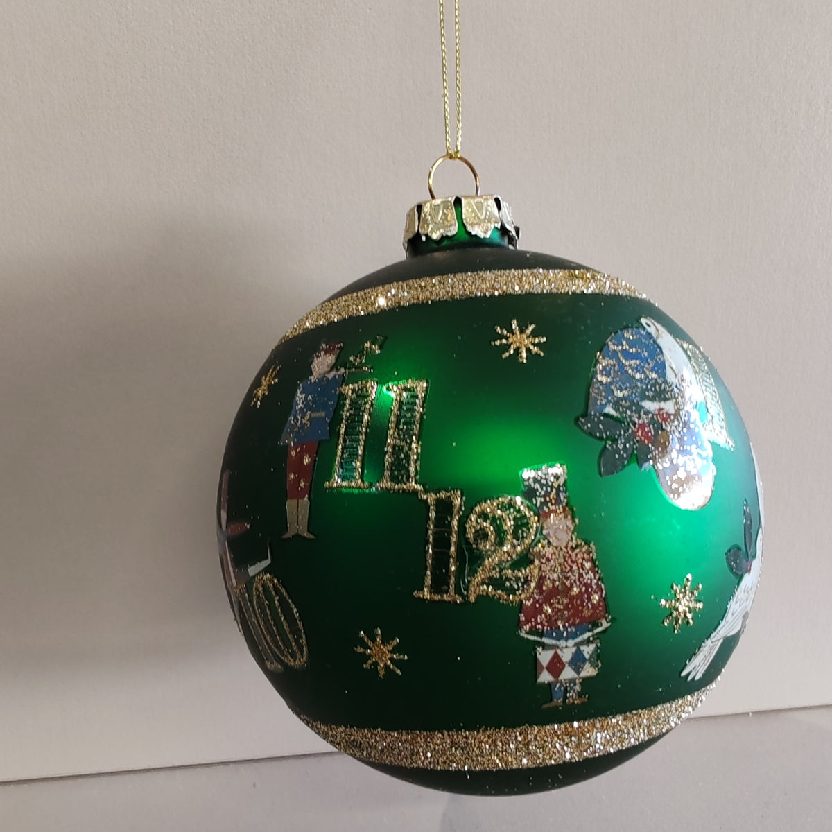 12 Days Matt Green Glass Bauble