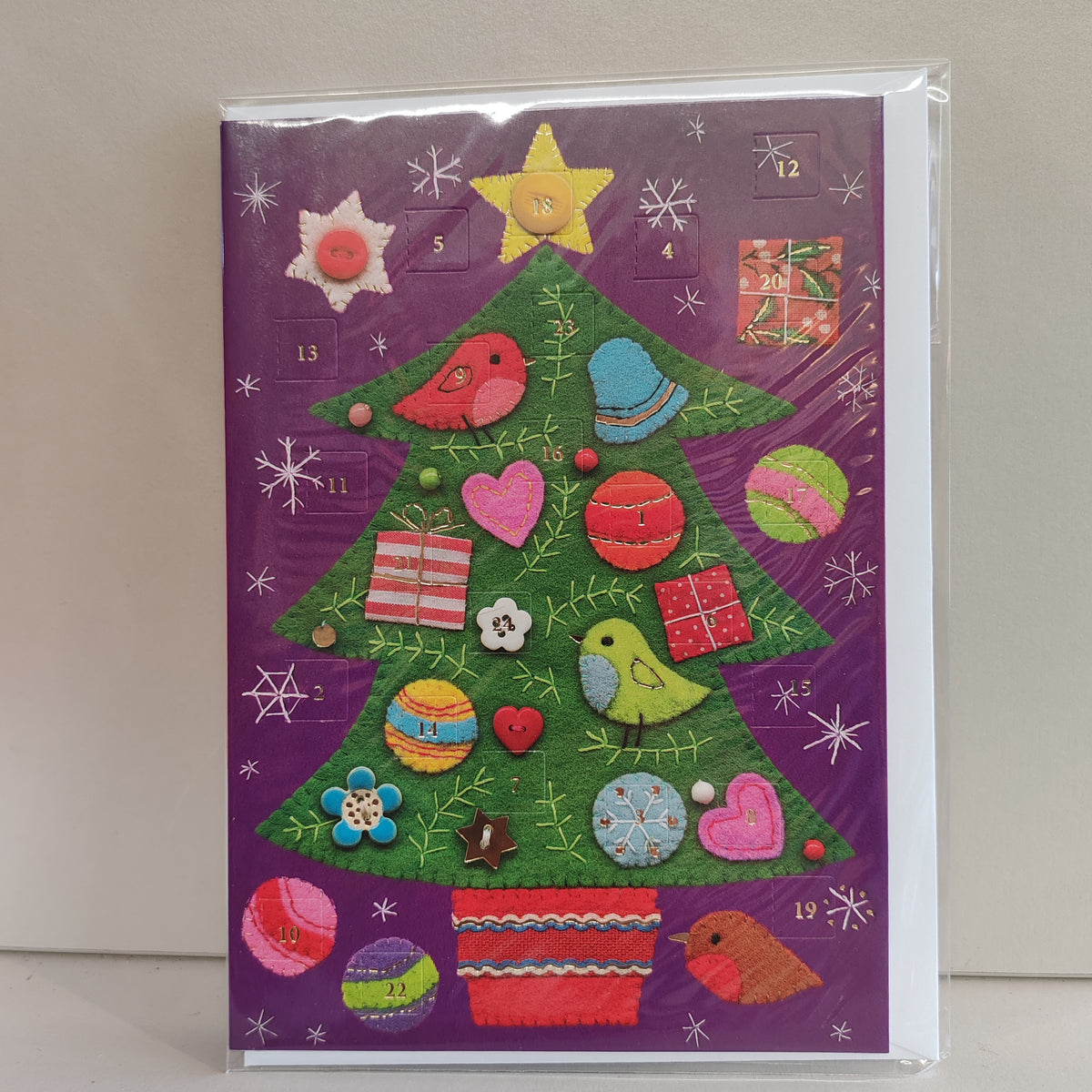 Colourful Christmas tree advent calendar Greeting card
