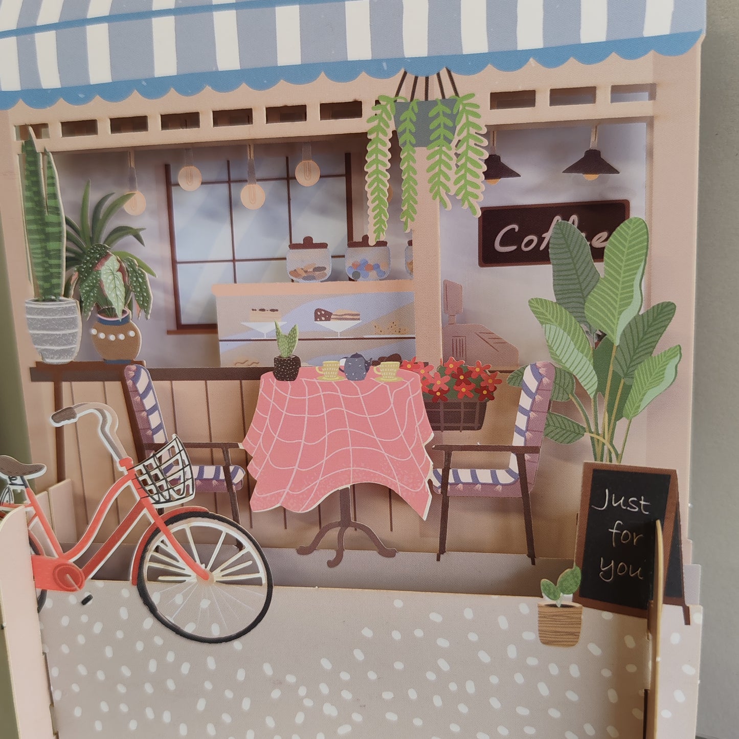 3D pop up Coffee shop greeting card.