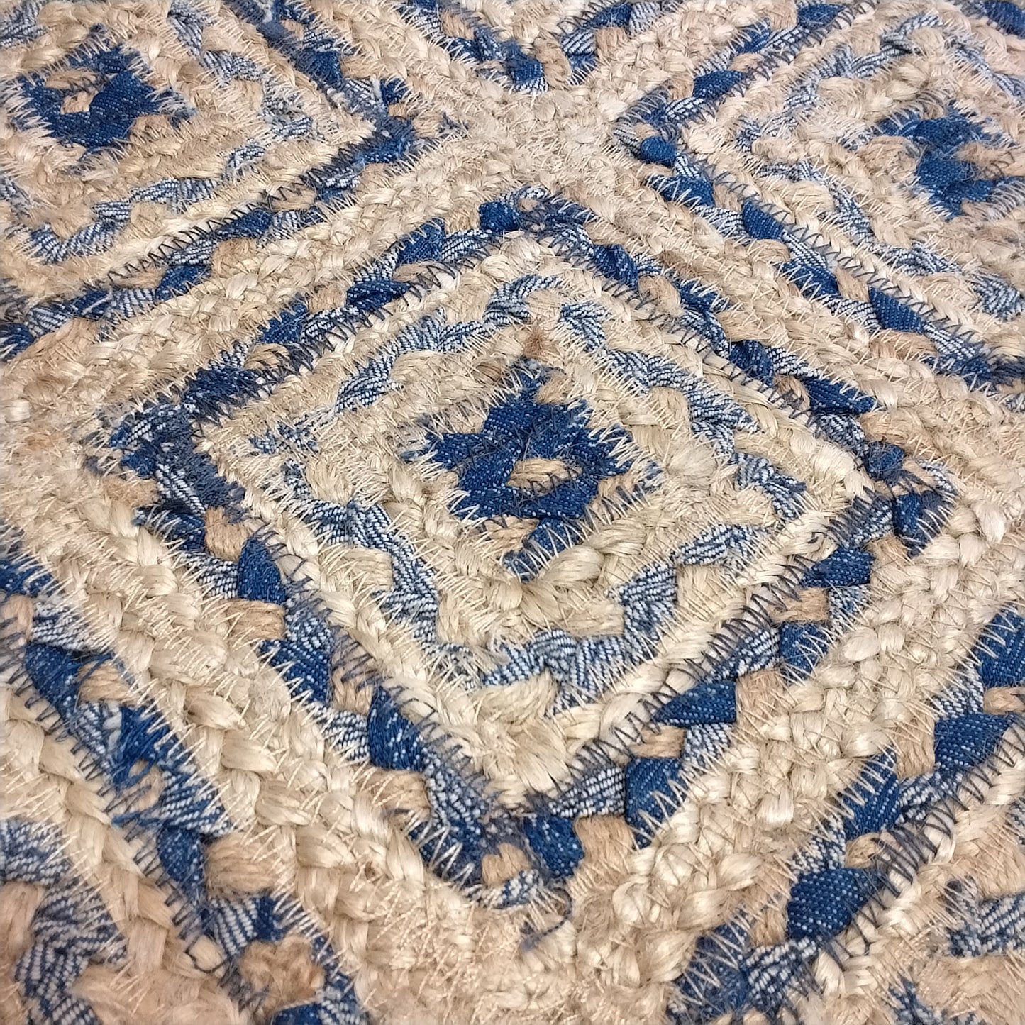 Denim Mosaic Jute Rug - rectangle 2’3 x 4’ (69cm x 122cm)