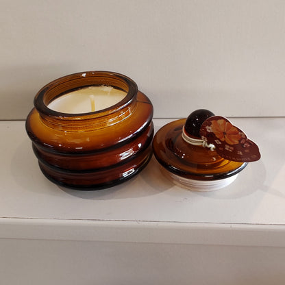 Pumpkin spice mini glass jar candle.