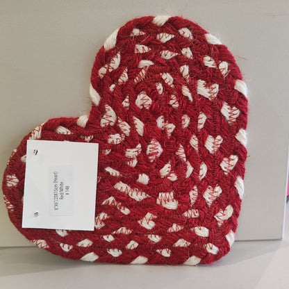 Red and white heart Jute coaster