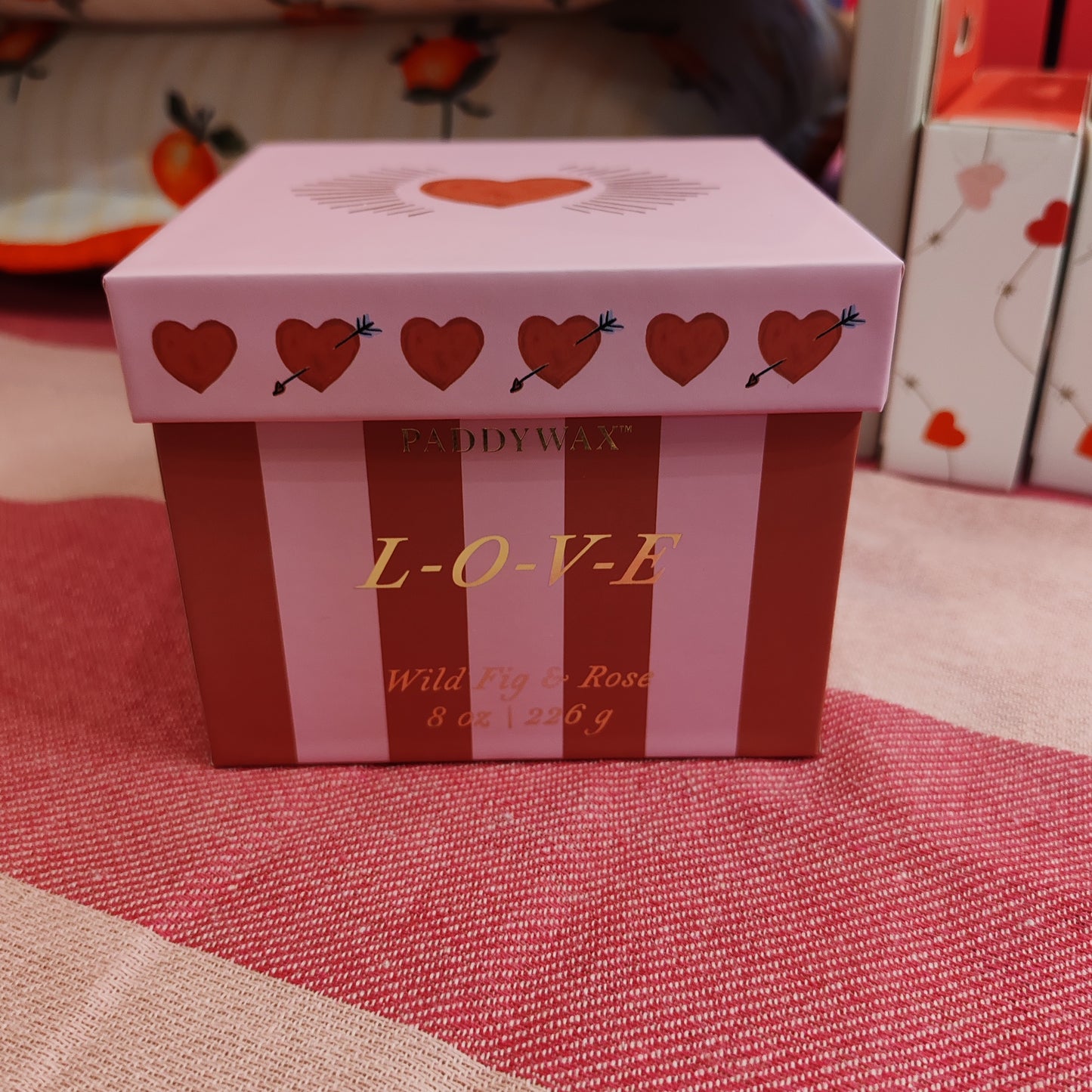Ceramic and glass heart candle.
