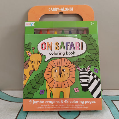 Carry along Colouring book and crayons "on safari"