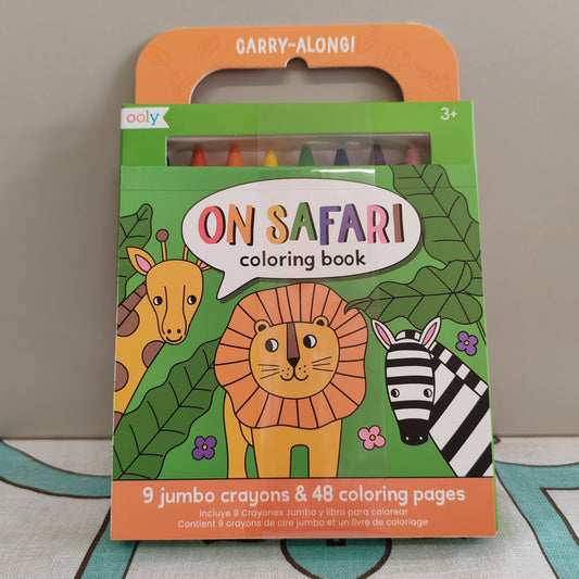 Carry along Colouring book and crayons "on safari"