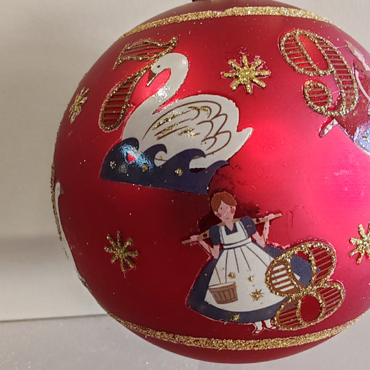 Matt Red 12 Days of Christmas Glass Bauble
