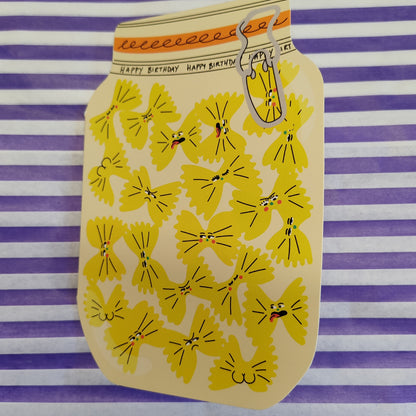 Happy birthday pasta in a jar greeting card
