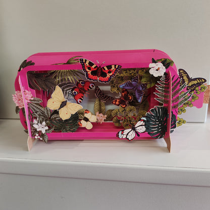 Message in a Bottle. 3d greeting card, Butterflies.