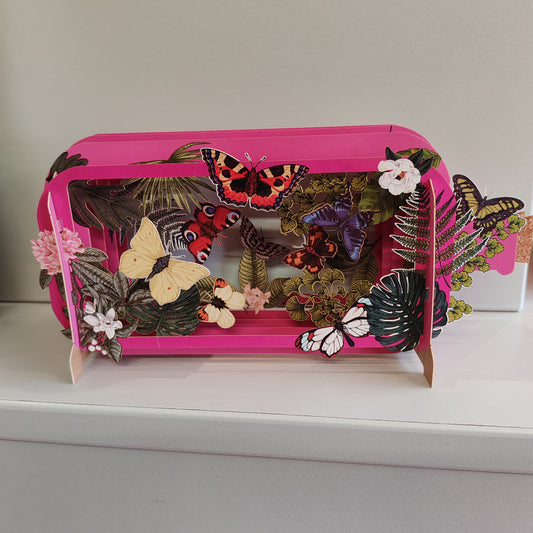 Message in a Bottle. 3d greeting card, Butterflies.