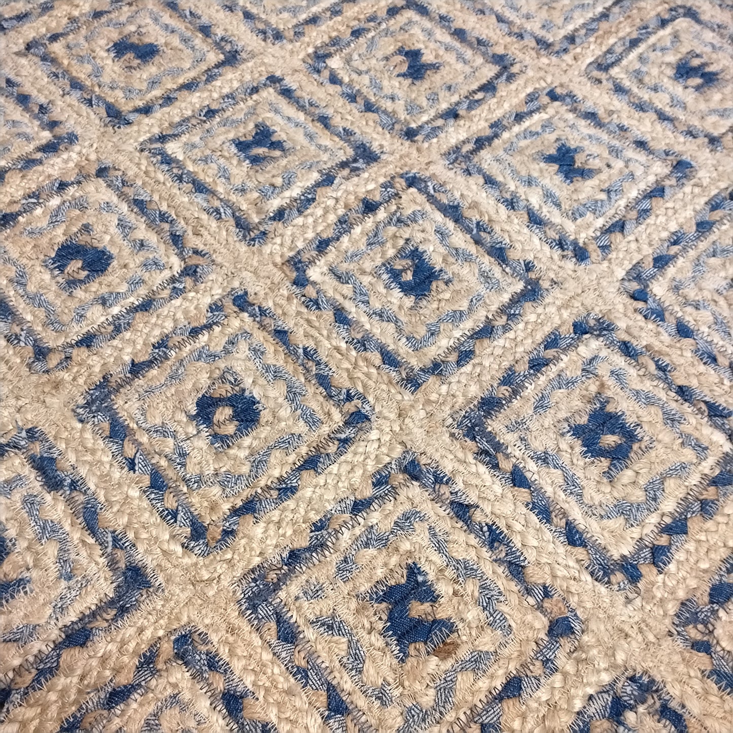 Denim Mosaic Jute Rug - rectangle 2’3 x 4’ (69cm x 122cm)