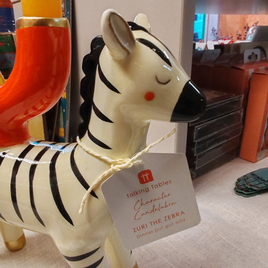 Ceramic Zebra candleholder.