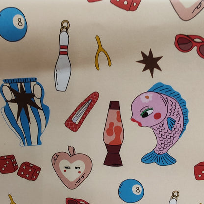 Trinkets gift wrap by British illustrator