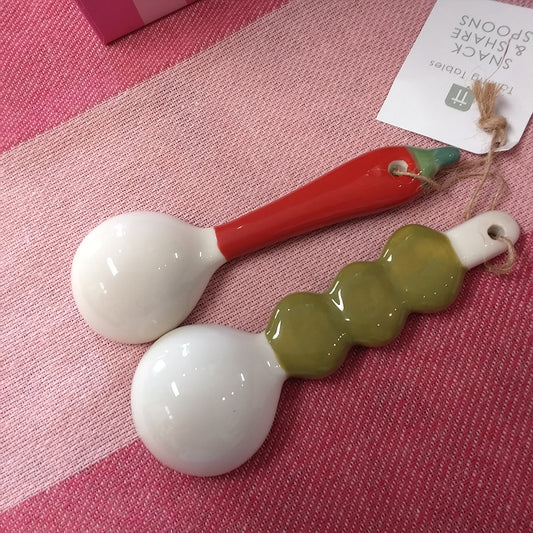 Bon Appetit, Ceramic Spoons, Olive and Chilli, PK, Snack and Share Spoons
