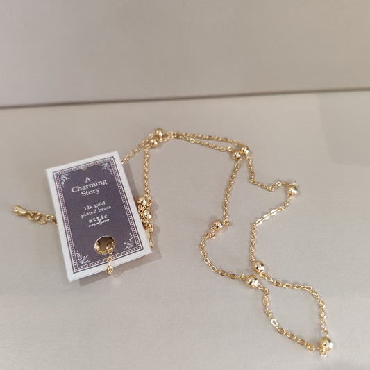 14k gold plated beads chain necklace