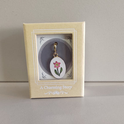 14k gold plated Pink Daffodil clip on charm