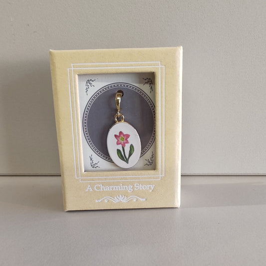 14k gold plated Pink Daffodil clip on charm