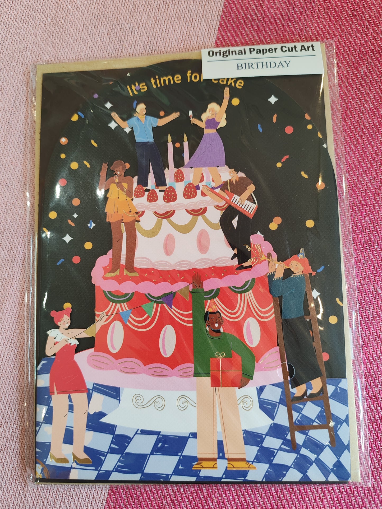 Party on a Birthday cake greeting card.