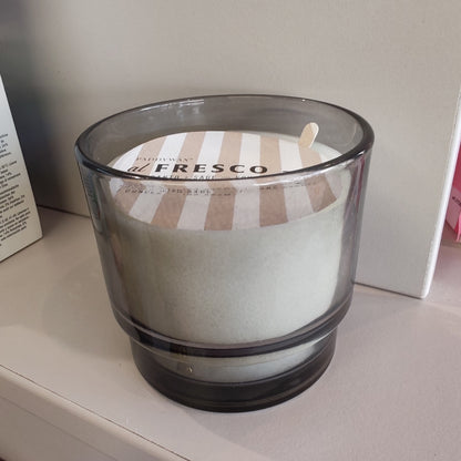 Al Fresco Soy Wax scented candle in black glass jar. 7oz. Scent of Palo Santo and Sage