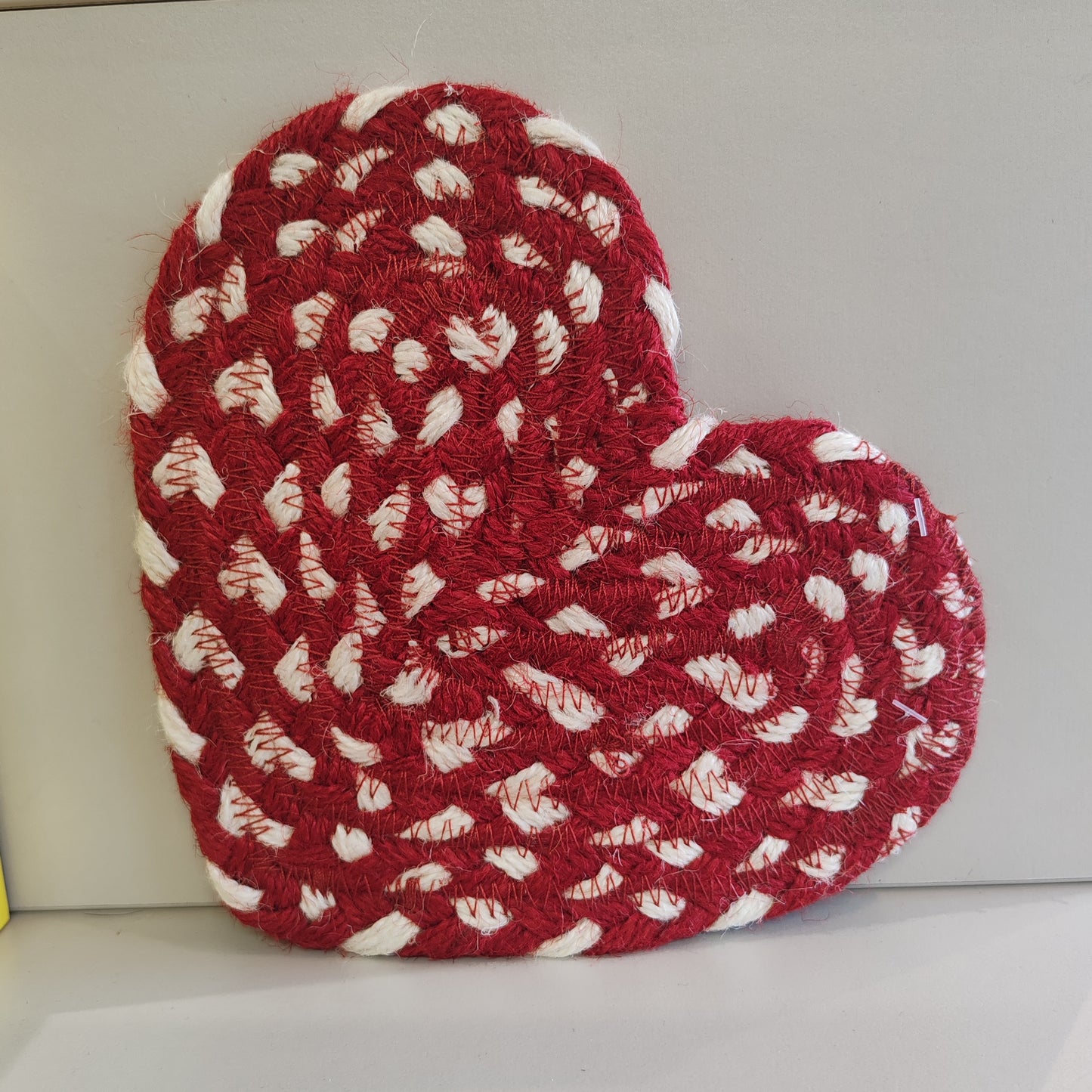 Red and white heart Jute coaster