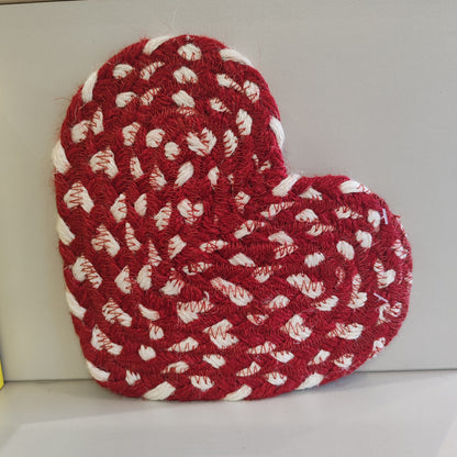 Red and white heart Jute coaster