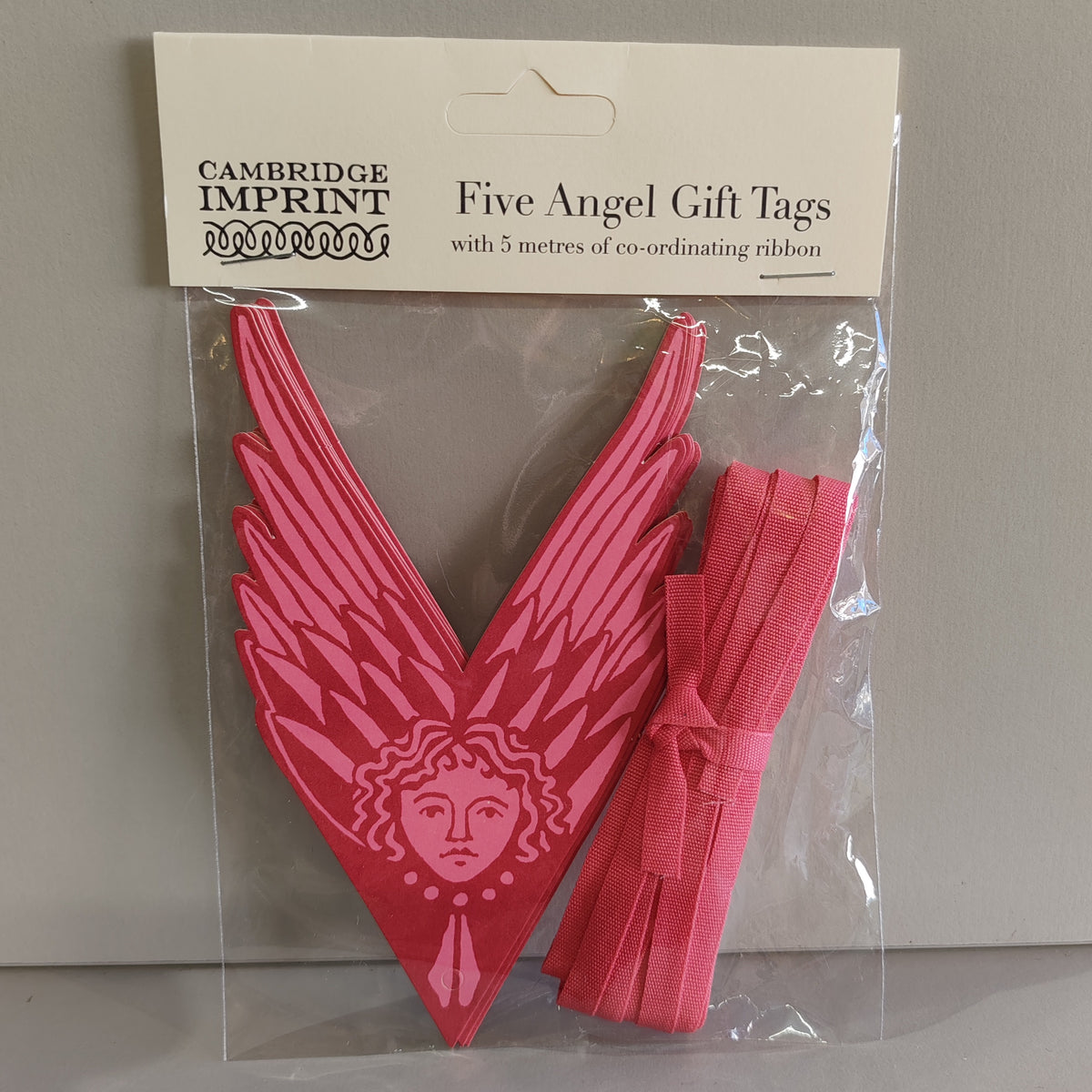 5 fancy Suffolk Angels Gift tags. Colour Plum Pudding