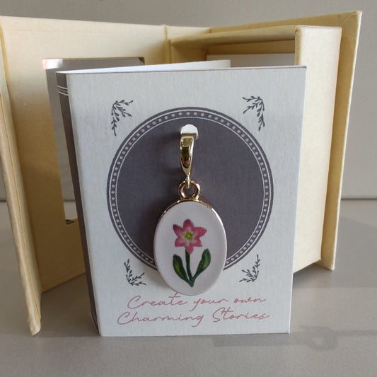 14k gold plated Pink Daffodil clip on charm