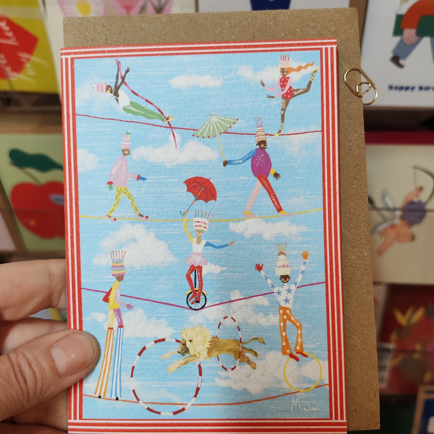 Circus tightrope greeting card