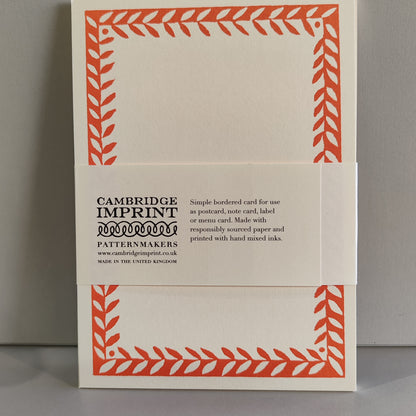 Pack 10 plain bordered Postcard. Colour Tomato