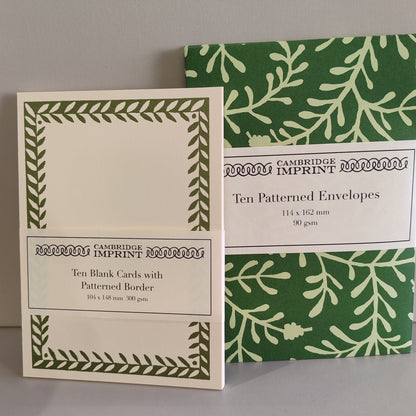 Pack 10 plain bordered Postcard. Colour Sage Green
