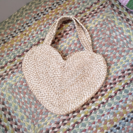 Small Natural Heart Shaped Bag