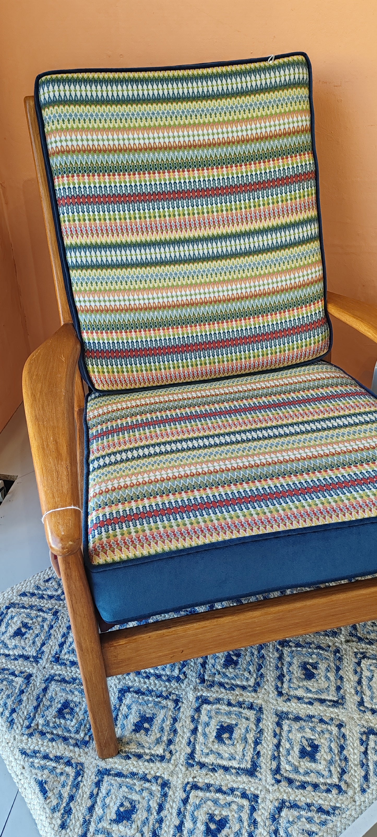 Bespoke Re-upholstered Cintique Lounge Chair – Ian Sanderson Fabric | Bates Upholstery