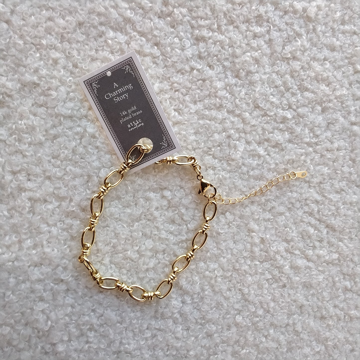 Gold Loop Bracelet, Charm Chains