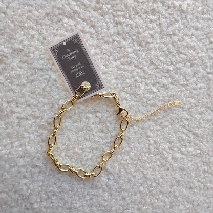 Gold Loop Bracelet, Charm Chains