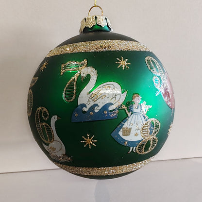 12 Days Matt Green Glass Bauble