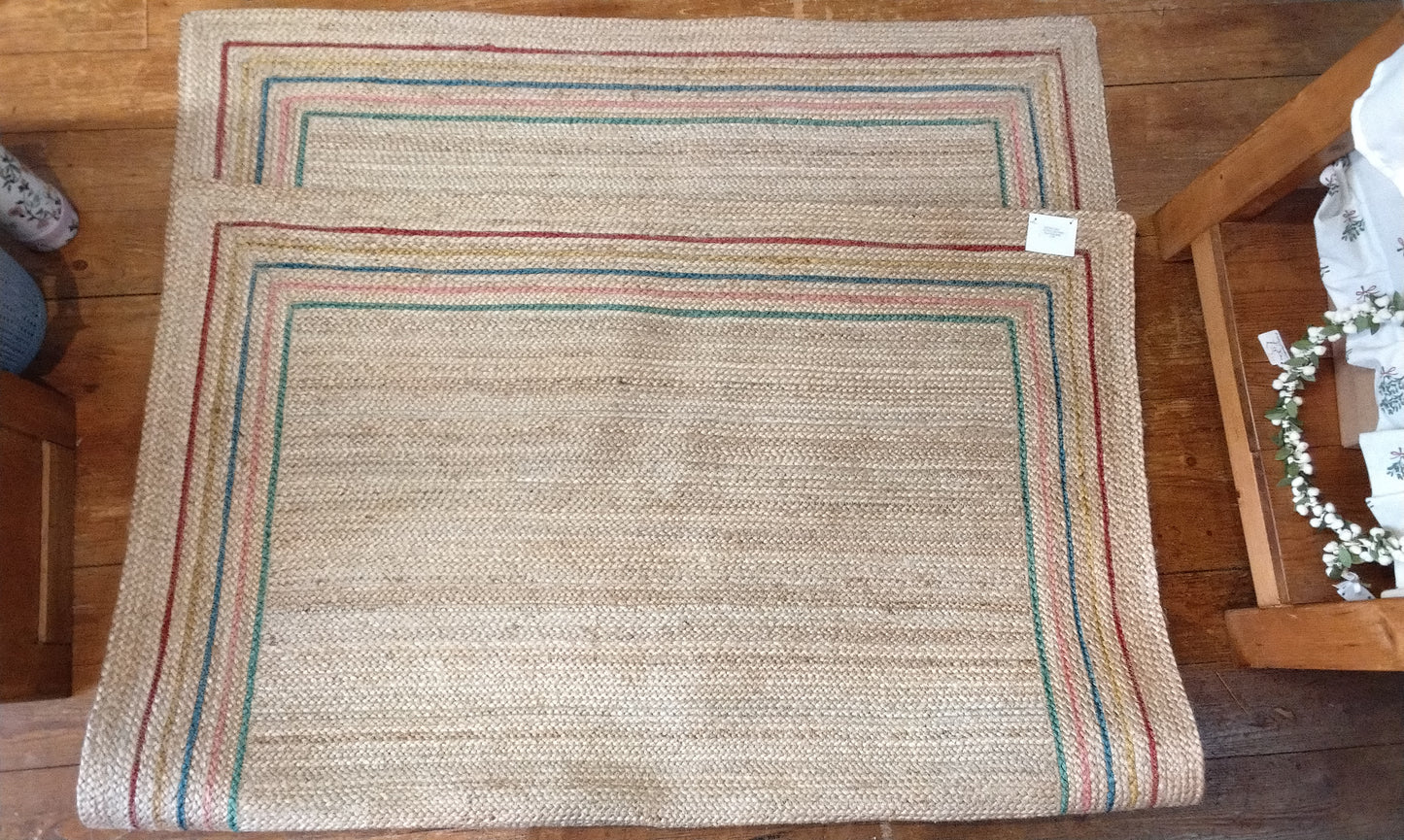 Natural Stripe Border Jute Rug - 4’x6’ (122cm x 183cm)rectangle